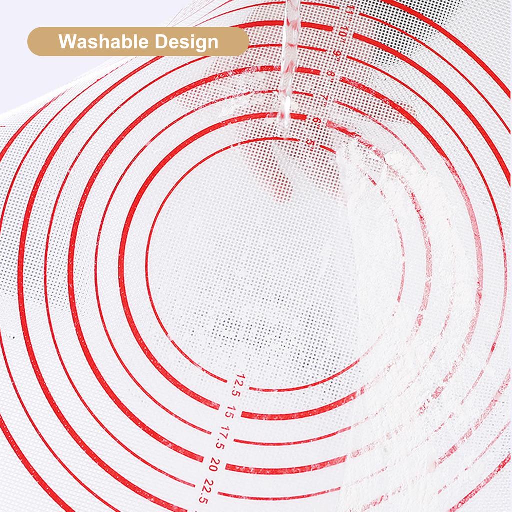 Silicone Making Baking Mat BBQ Mat with Clear Scale Design Washable Rotatable for Home Kitchen Daily Use