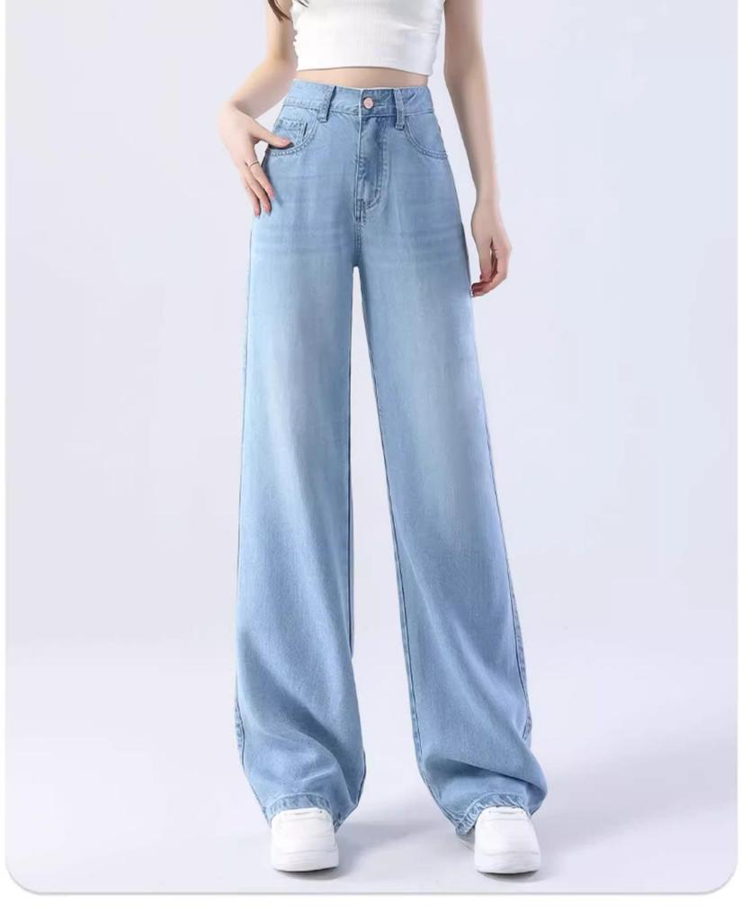 Women's Tencel Lyocell High Waisted Wide Leg Jeans - Summer Slimming, Narrow Straight Leg 2025 Edition