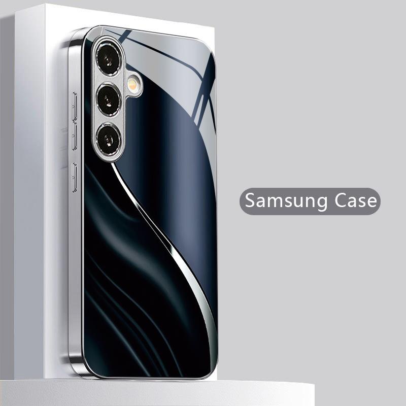 Morden Blue Streamline Pattern 2D Phone Case for Samsung S26 S25 S24 S23 S22 S21 S20 A56 A36 A16 - Glass Protective Cover