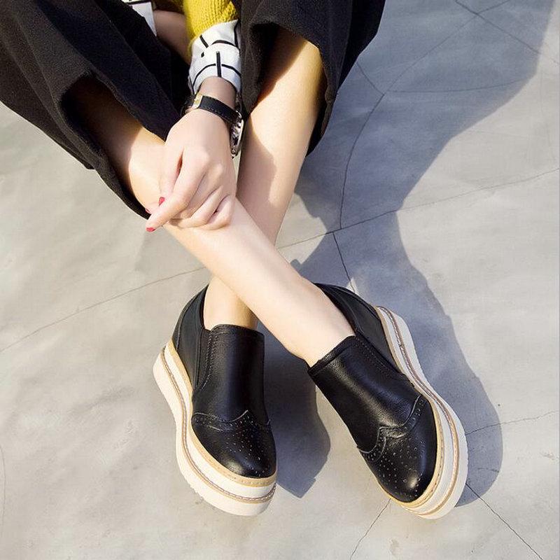 Fashion New Arrival Woman Summer Casual Genuine Leather Thick Sole Shoes Women Creepers Casual Breathable Flat Platform Shoes 2024 Dfv