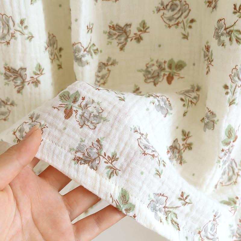 Autumn and Winter Women Pajamas Long-Sleeved Trousers 2-Piece Set 100% Cotton Flower Print Homewear Ladies Pajamas