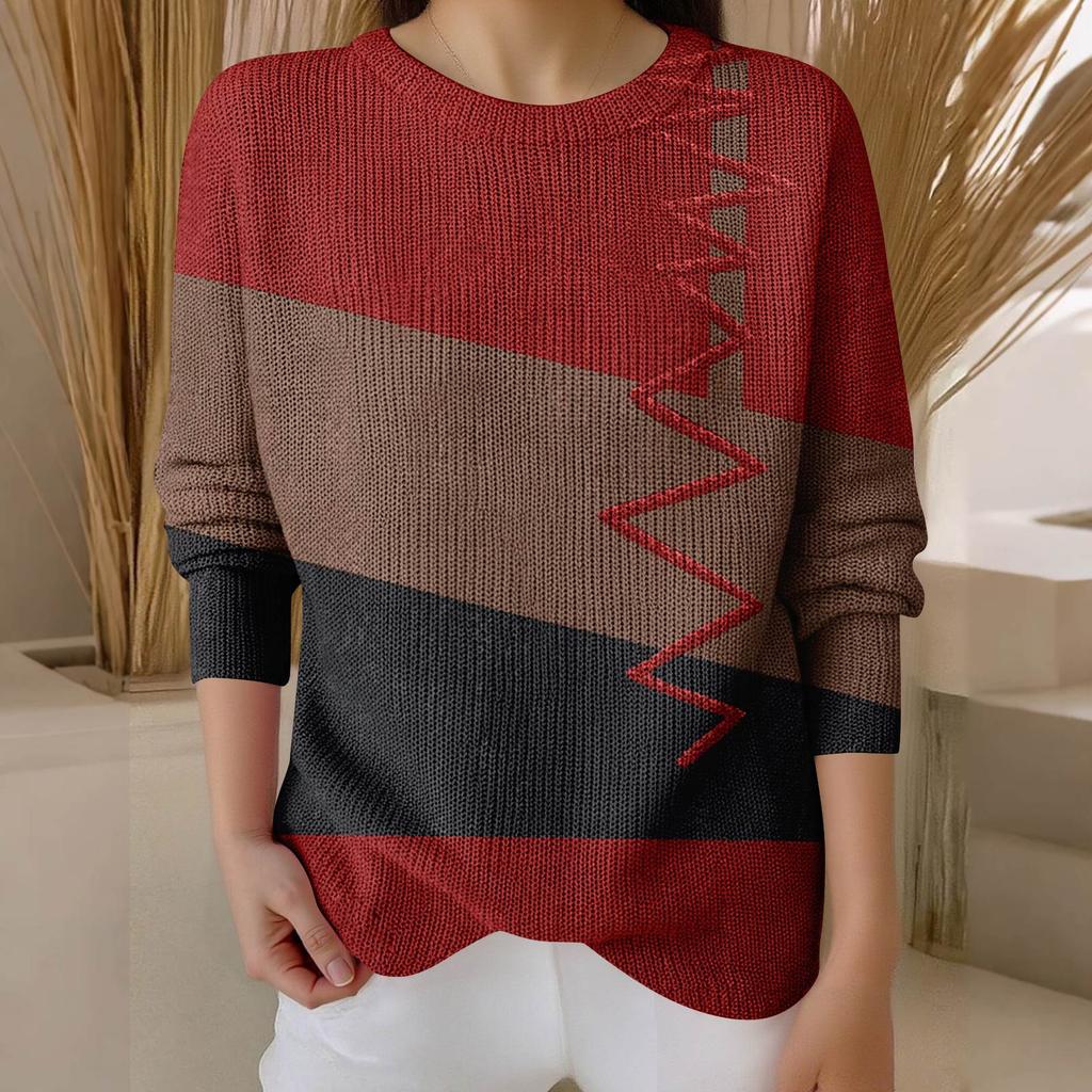 Gensere med lange ermer for kvinner O-hals Casual Søt trykk Strikket Oversized genser