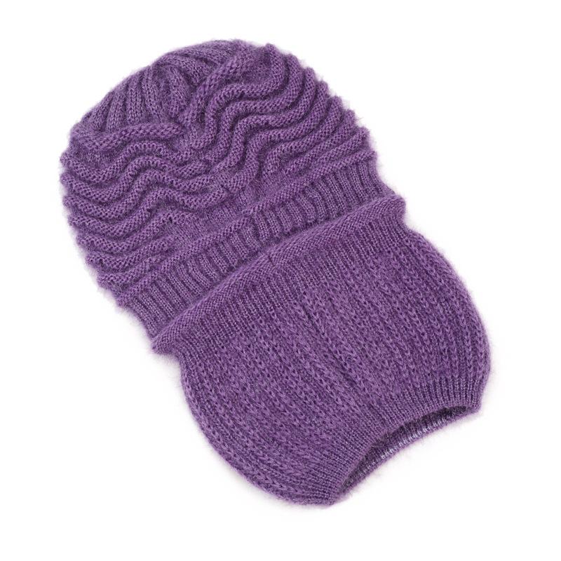 Strickmütze Damen Herbst Winter Warm Pullover Mütze Elastische Wollmütze Outdoor Ärmelmütze