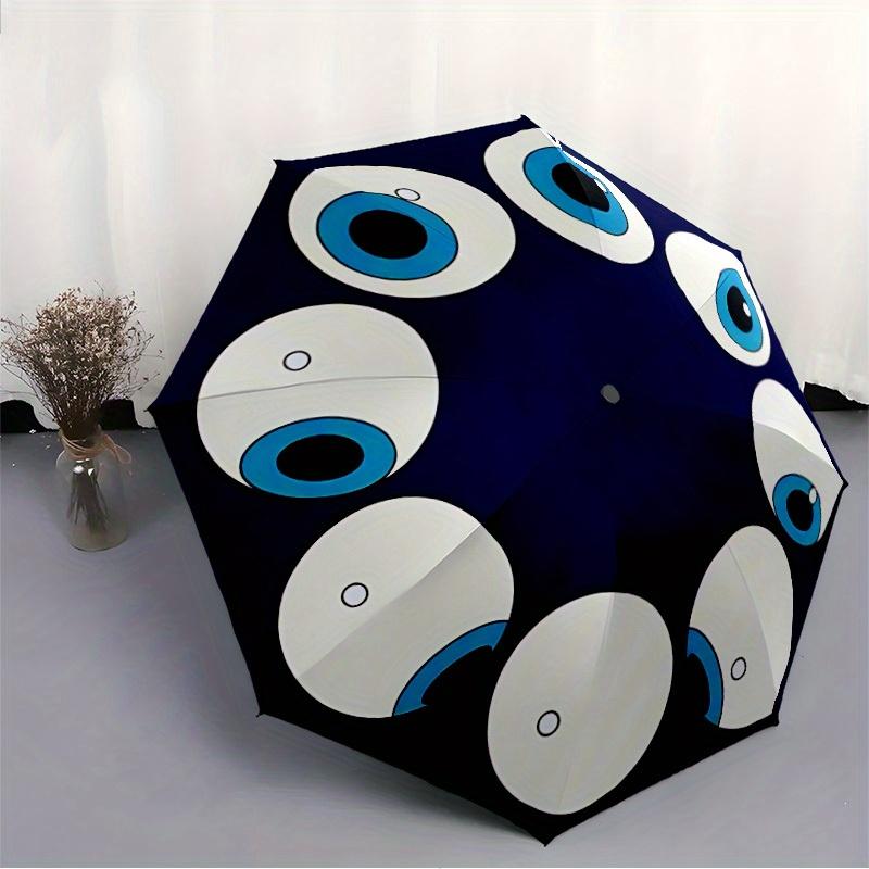 1pc Eyes Circle Automatic Open/close, Heavy-Duty Iron Frame & 8-Rib Structure, Compact Folding Cute Umbrella for Women/Men, All-Season Travel,  163