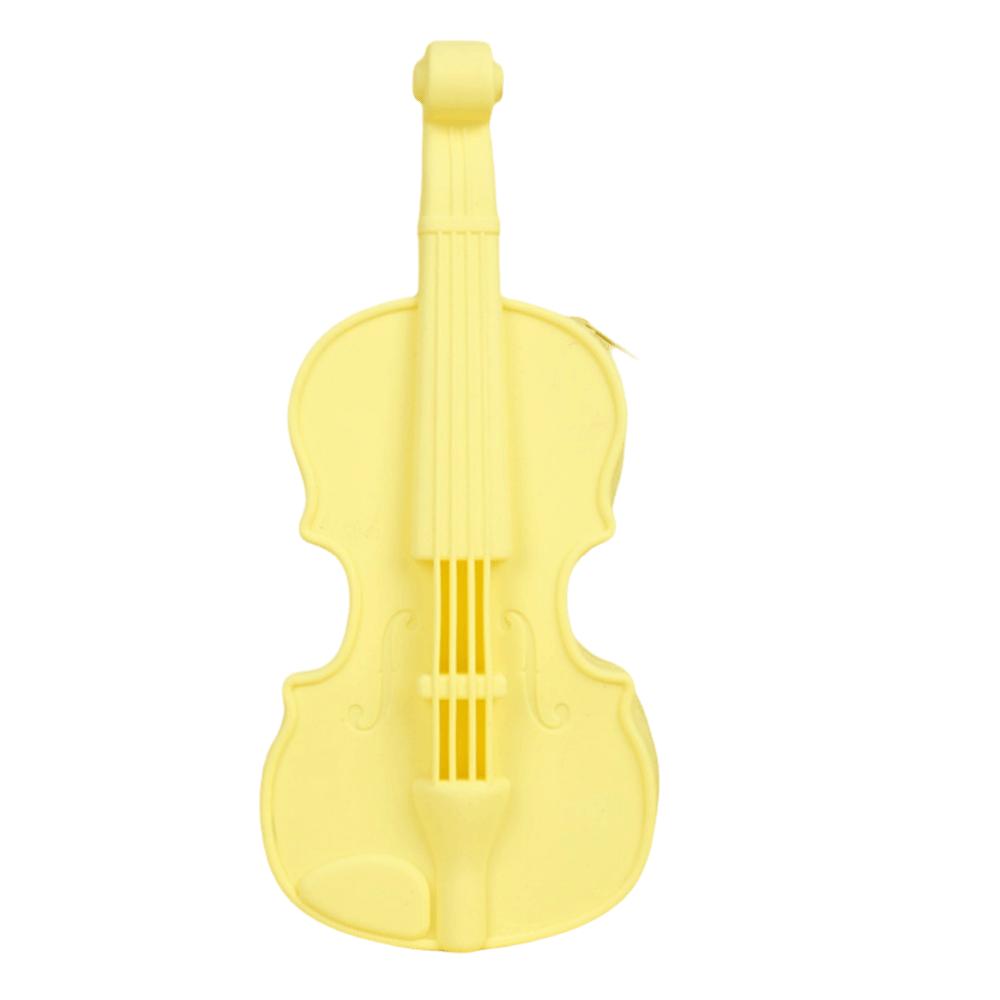 Zipper Closure Violin Stationery Bag High Appearance Level Silicone Zipper Pencil Bag  School Use