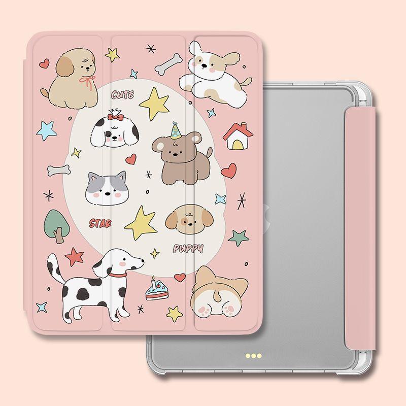 Per iPad 2021 gen9 10.2 custodia Nuova Cartone Animato Cane Carino Silicone Piatto Intero Custodia Protettiva 2018/17 gen6/5 9.7 Stile Tre Pieghe a Conchiglia