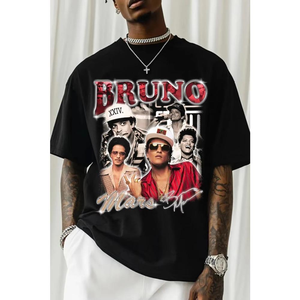 Summer Hot Sale Casual Funny Bruno Mars Graphic Shirt Y2K Unisex Lightweight Printed Short Sleeve Casual Outdoor Cotton Tee