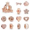 Rose Gold Large Hole Loose Beads Pendant For DIY Pulsera Necklace Accessories Women Fine Jewelry Gifts
