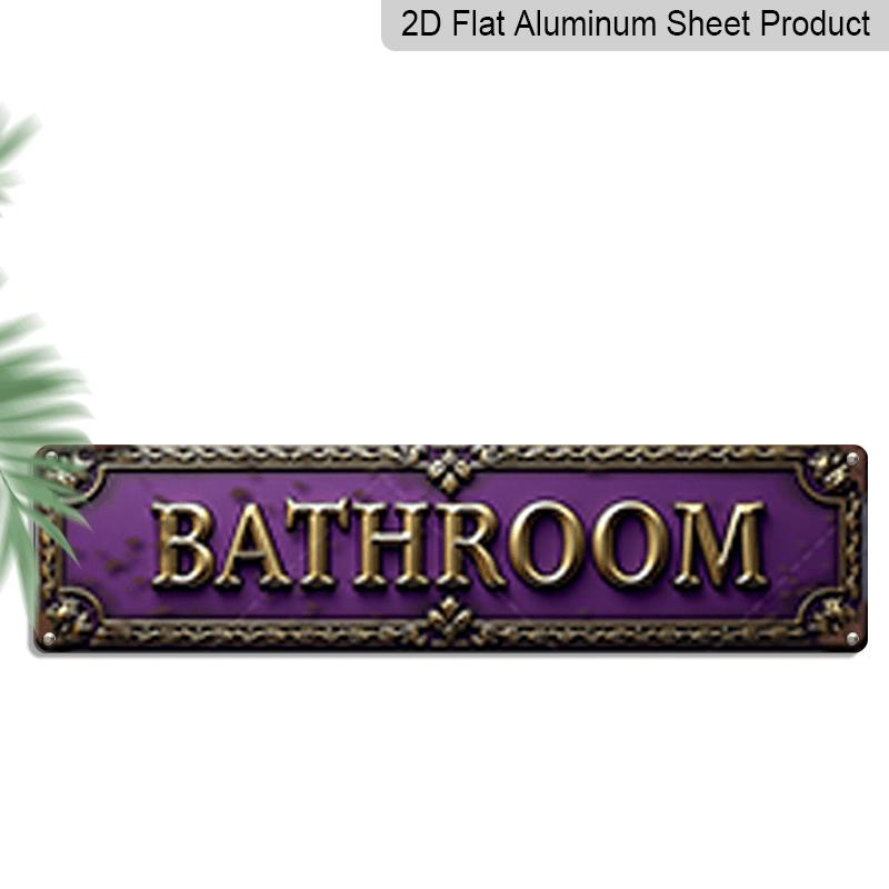

15.7×3.94inch Vintage Purple Bathroom Sign Metal Wall Art - Aluminum Sign/ Decorative Sign BATHROOM Lettering with Ornate -A-T-H-R-O-O-M Letters 40cm x 10cm