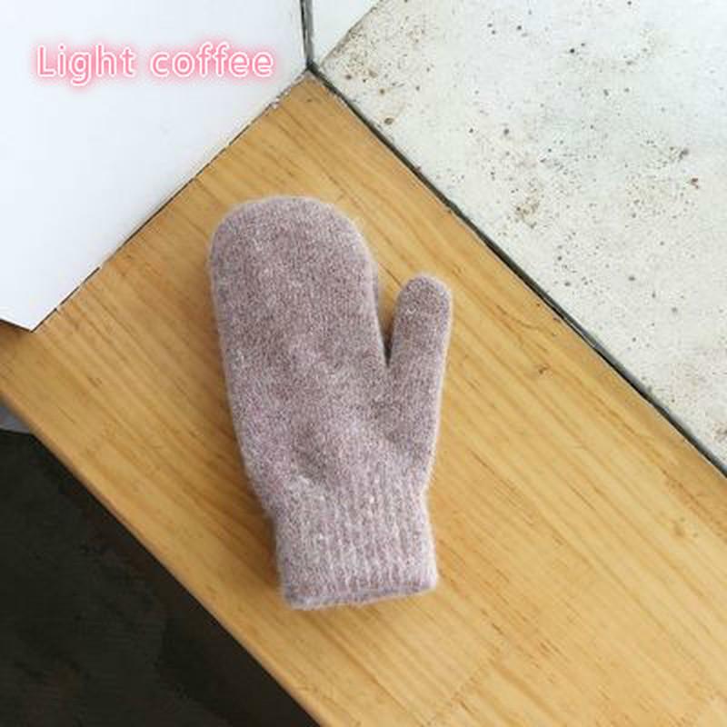 1 Pair Double-layer Rabbit Hair Gloves Female Winter Korean Version of Solid Color All Fingers Winter Women Gloves Girls Mittens