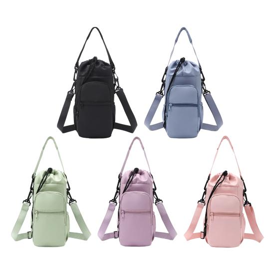 Bolsa de Ombro para Garrafa Térmica Alça Ajustável Bolsa com Cordão para Garrafa para Caminhada Academia Viagem Múltiplos Bolsos Bolsa para Garrafa para Celular Chaves