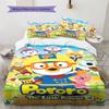 Pororo The Little Penguin Cartoon Character Print 3‑Pieces Duvet Cover Set Anime Bedding Without Pillow Core or Comforter