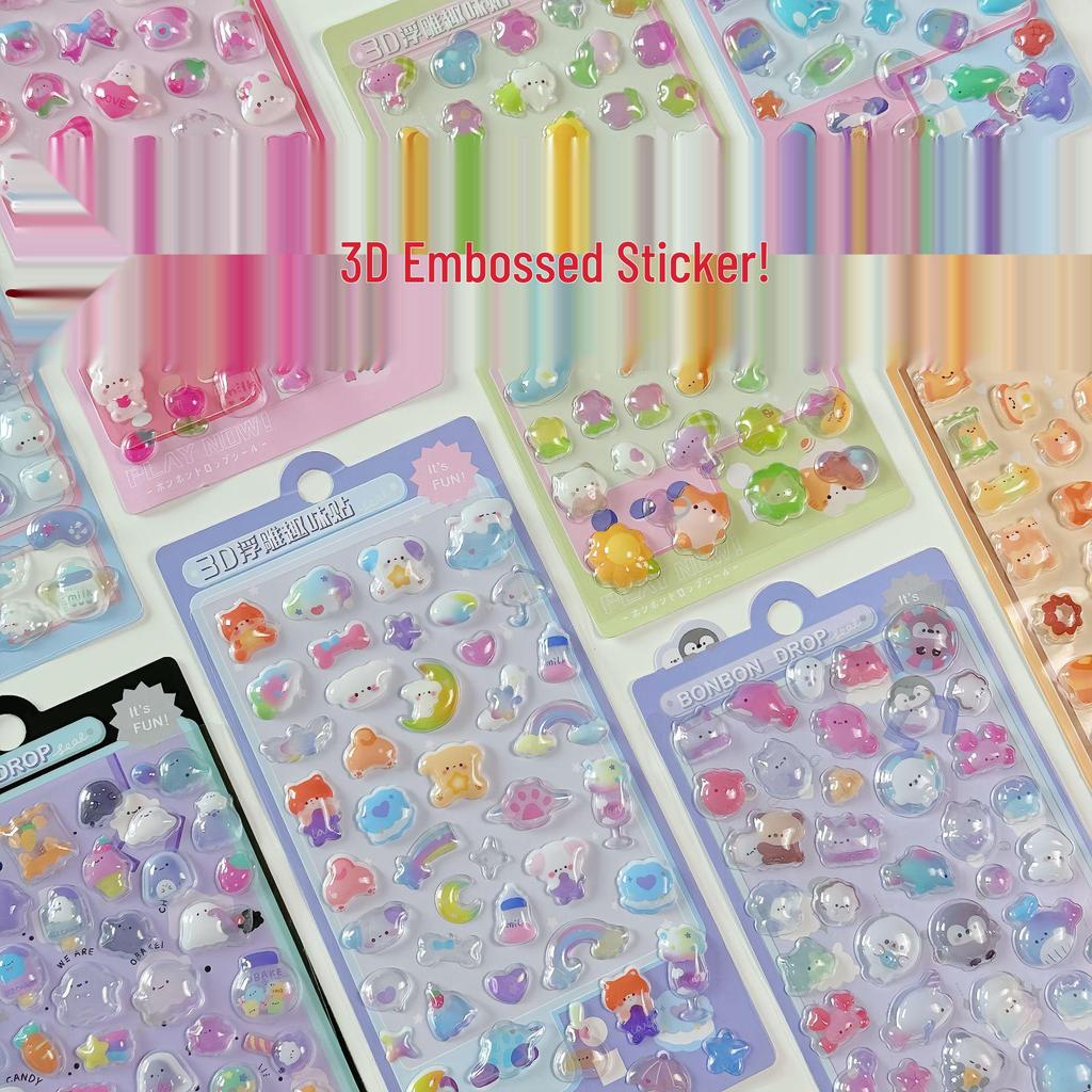 3D Cartoon Animal Epoxy Stickers for Kids and Girls Reward