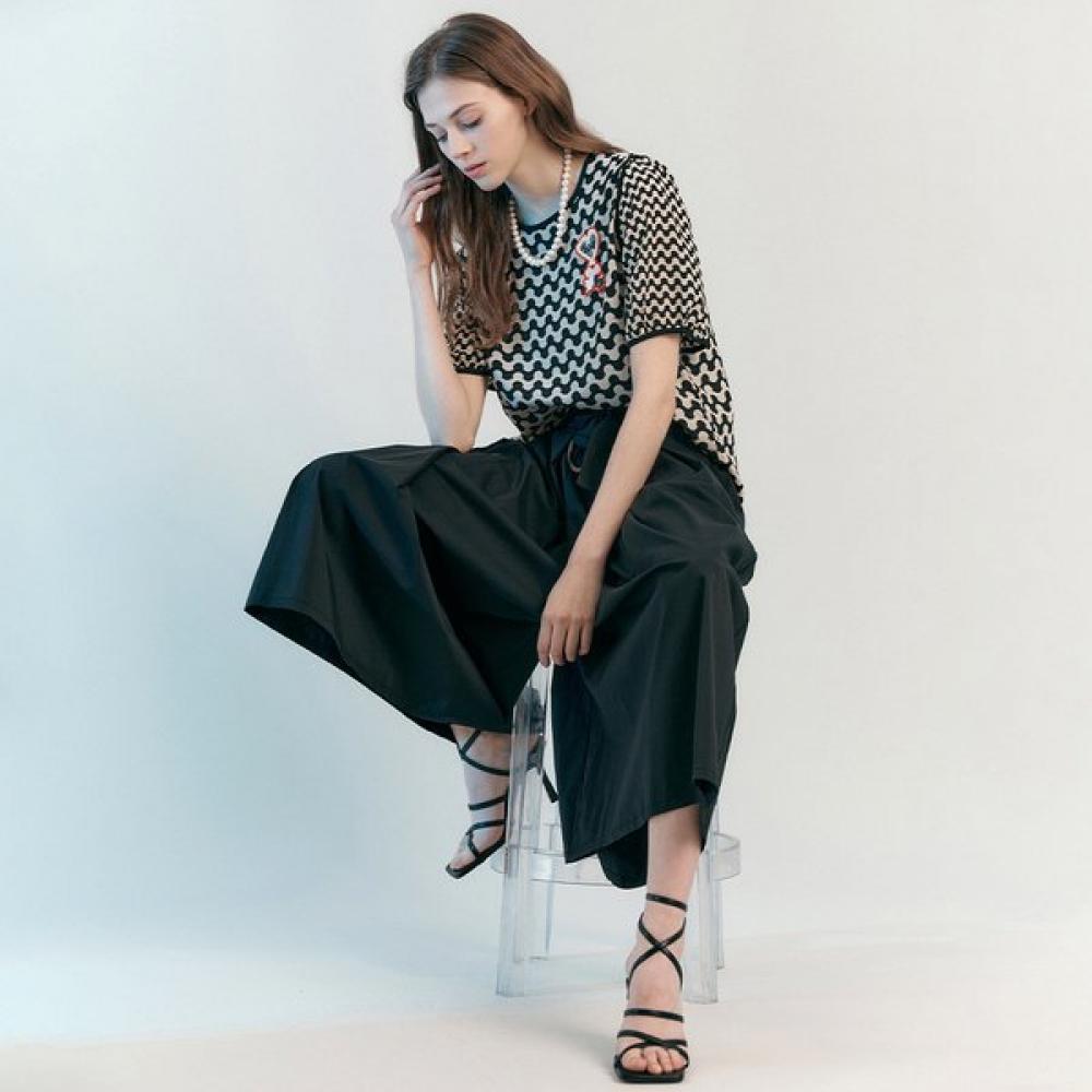 Maxza Wide Flare Pintuck Pleats Culotte Pants Zc09ql500on GREEN BLUE/FREE