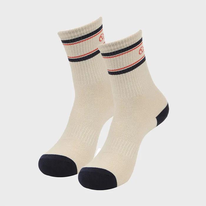 Women's Logo Stripe Mid-Length Socks (Beige)