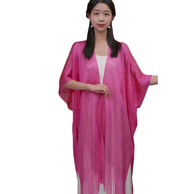 Summer Tassel Cape: Hollowed-Out Sun Protection Knitted Shawl for Parties & Travel
