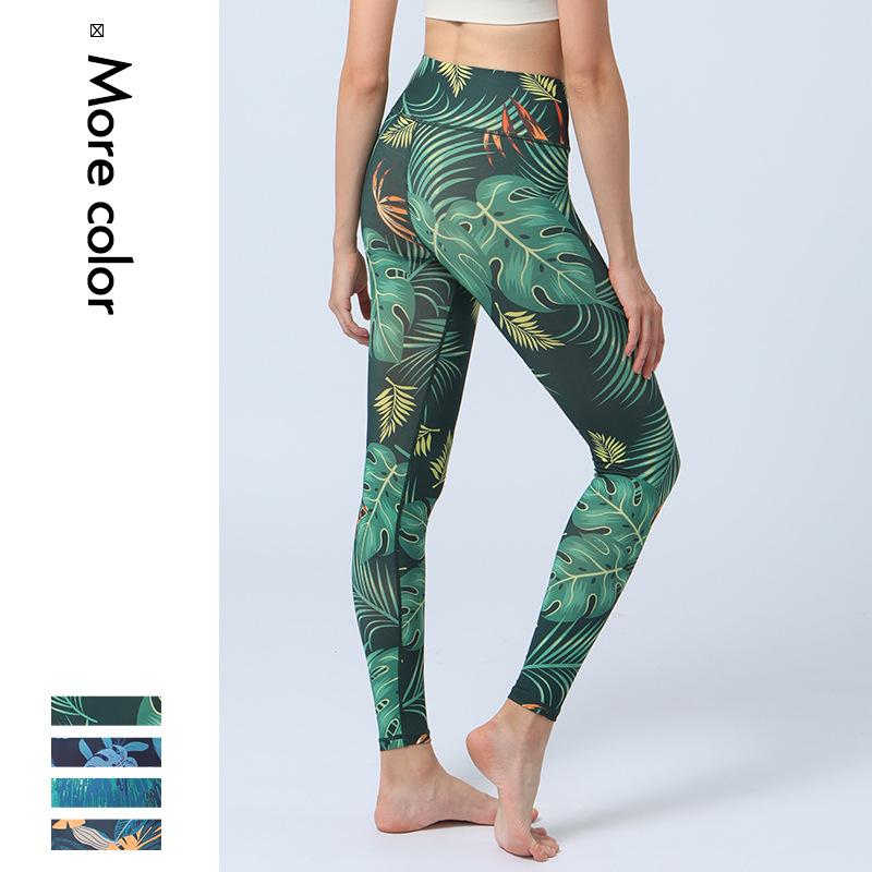 New Style Yoga Leggings with Printed Base Fabric High-Waisted, Butt-Lifting, Form-Fitting Sports Fitness Trousers