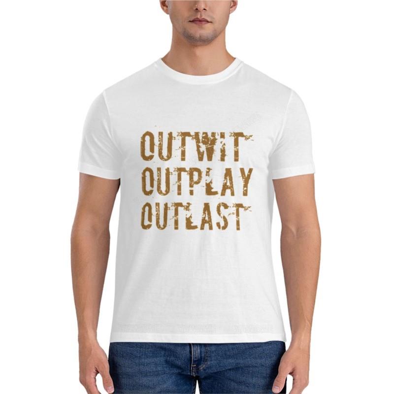 Outwit Outplay Outlast Classic TShirt cat shirts plain white t shirts men men clothes t shirts for men cotton