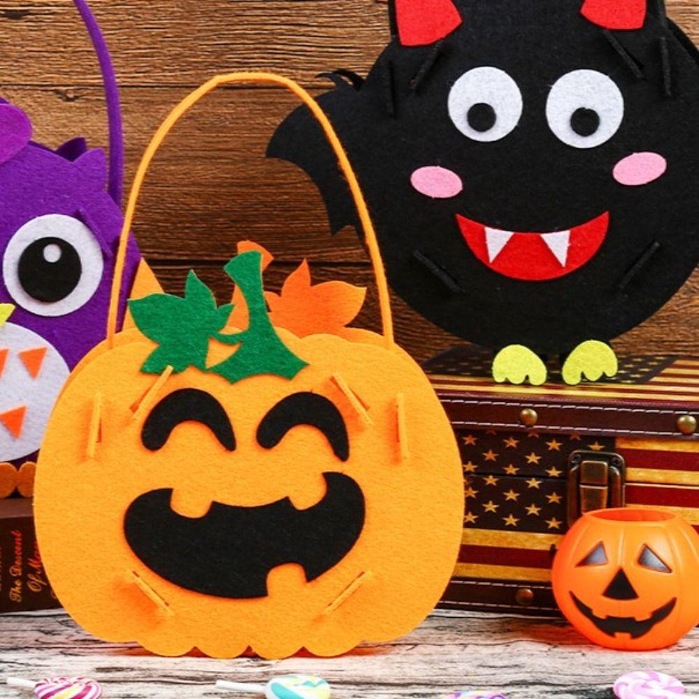 

Portable DIY Trick or Treat Bag Non-woven Fabric DIY Halloween Candy Bag Creative Party