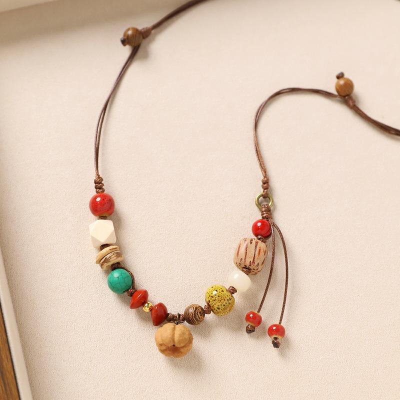 Colier original design plantă fruct ghindă împletită lanț lung literar pentru pulover accesorii pentru femei