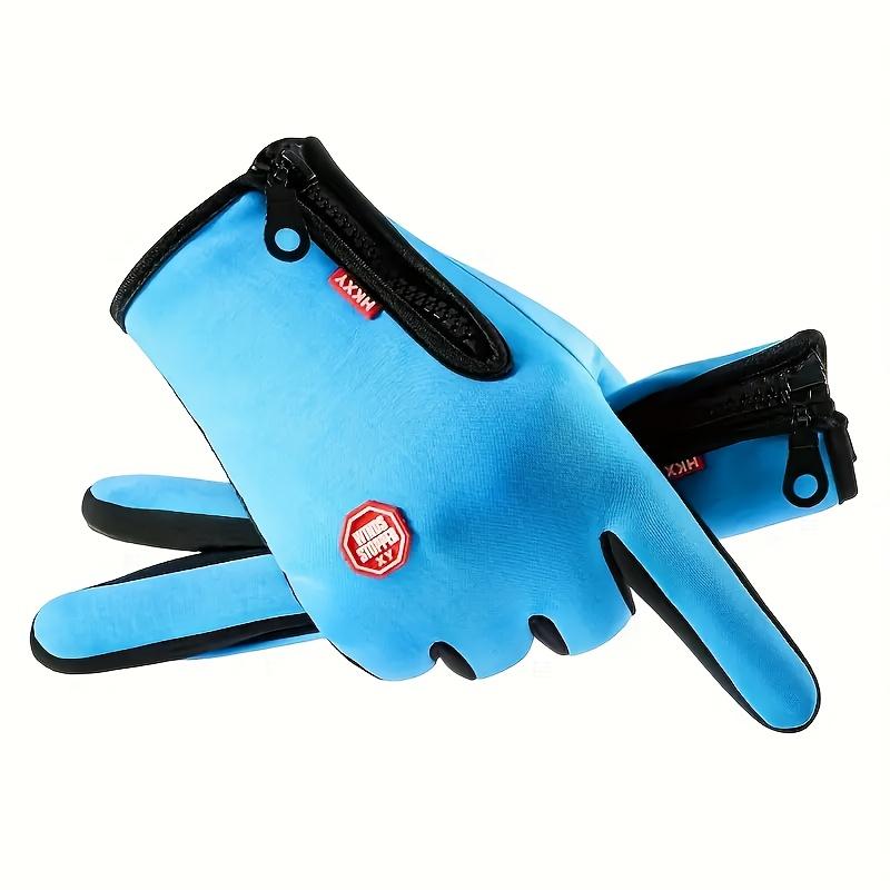 Winter Gloves for Men, Windproof & Warm, Polyester Fabric with Zipper Closure, Ideal for Outdoor Cycling Winter Gloves