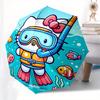 1pc Hello Kitty Scuba Diving Adventure Umbrella with Plastic Handle,Suitable for All Seasons Home Travel Outdoor UmbrellaSanlio124