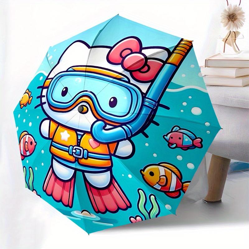 1pc Hello Kitty Scuba Diving Adventure Umbrella with Plastic Handle,Suitable for All Seasons Home Travel Outdoor UmbrellaSanlio124