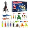 2025 Fishing Advent Calendar Christmas Countdown Calendar with 24 Baits 24 Days Fishing Lures Set for Men Dad Teen Anglers