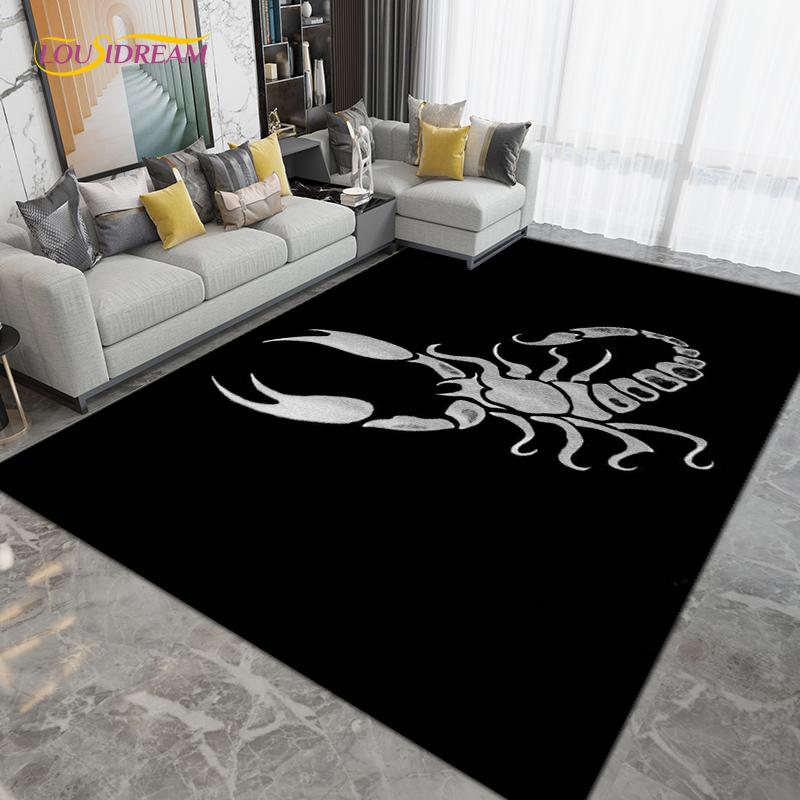 Skorpion Skorpion Bereichsteppich Groß, Teppich für Wohnzimmer Schlafzimmer Sofa Dekoration, Küche Badezimmer Fußmatte Rutschfeste Bodenmatte