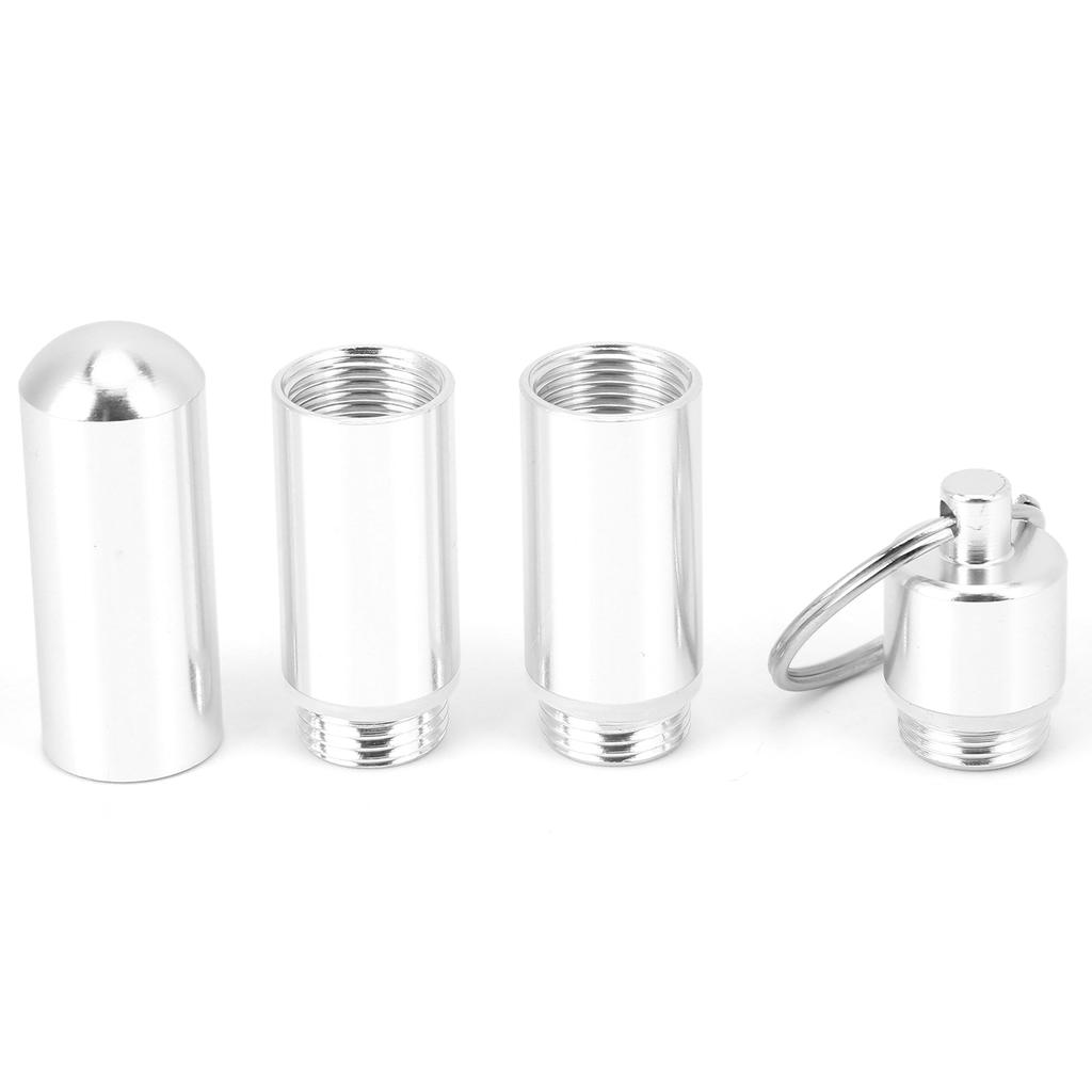 Pill Box Aluminum Alloy Waterproof Keychain Pill Holder Organizer for Outdoor Travel