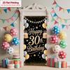 Happy 50th Birthday Door Curtain Rose Text Women Anniversary Polyester Home Decor