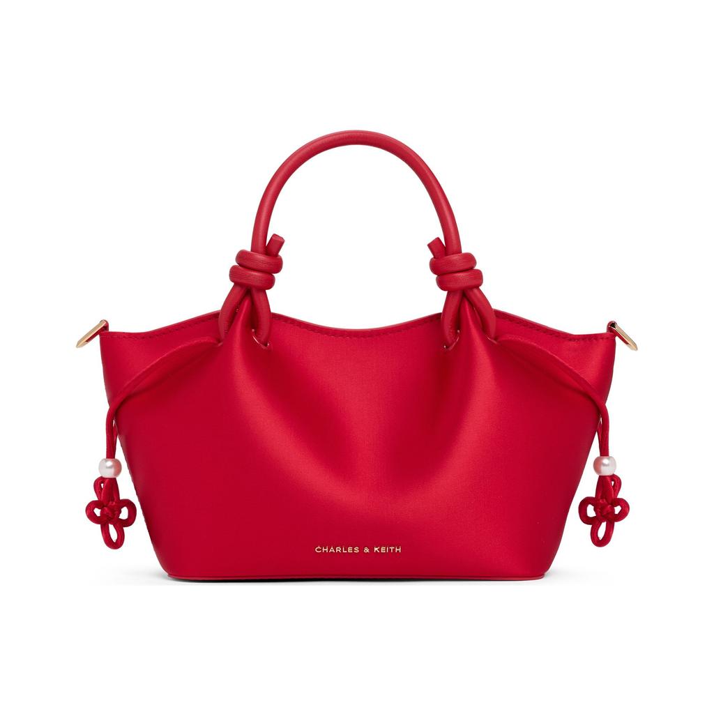 Charles & Keith Small CK 26 Knot Tote Bag Fabric Handbag Women tote bags Red Butter CK2-30782804-A