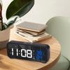 1200mAh USB Rechargeable Desk Clock Voice Controlled Temperature Humidity Display LED Music Alarm Clock for Home Office
