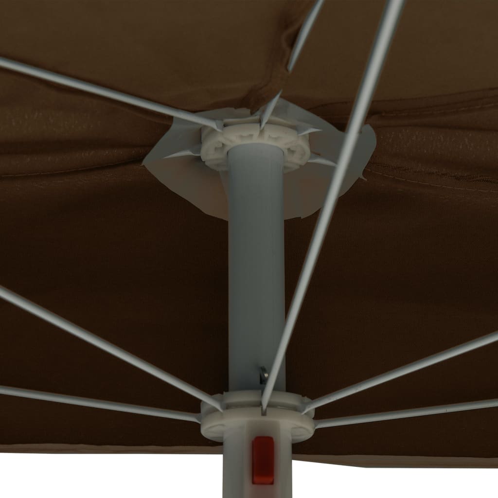 Half Sun Umbrella with Pole 180 x 90 cm Taupe