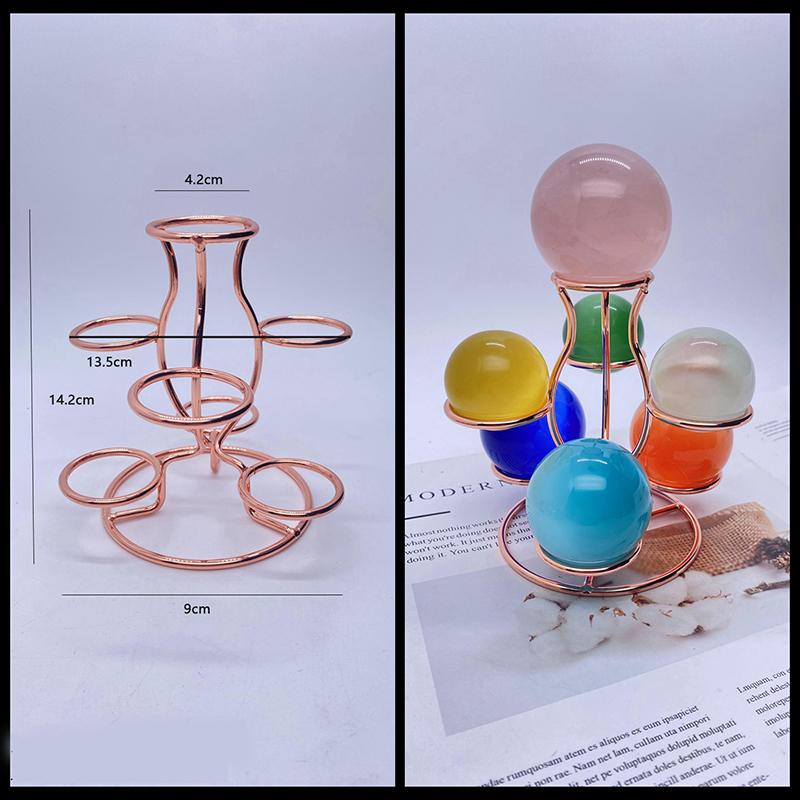 

Crystal Ball Crystal Eggs Quartz Stand Metal Sphere Holder Multi-colors Crystal Ball Display Base Can Be Placed Seven Balls S рожевий колір золота