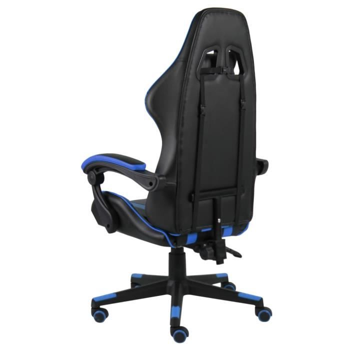 Fauteuil de jeux vidéo - vidaXL - Noir et bleu - Similicuir - Hauteur réglable - 360° pivotant