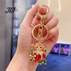 Christmas Cat Keychain Gift Box Keychain, Bling Rhinestone Kitten Keyring Portable Backpack Charm Pendant, Handbag Decorative Accessory for