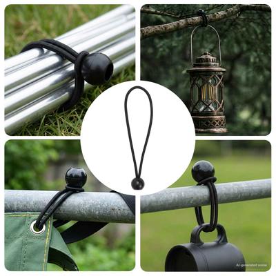 Bungee Cords with Balls 24 Pcs Black 4 Mm X 22 Cm
