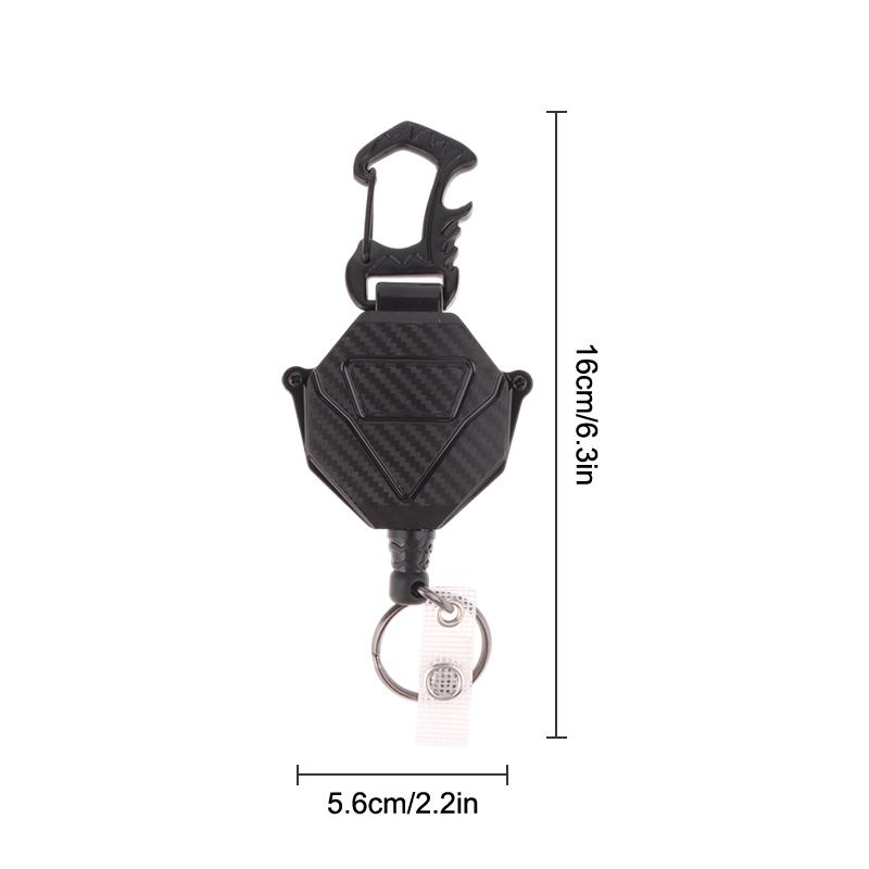 Retractable Badge Holder Heavy Duty Badge Clip Carabiner Keychain ID Card Holder Outdoor Steel Wire Rope Buckle Spring Keyring