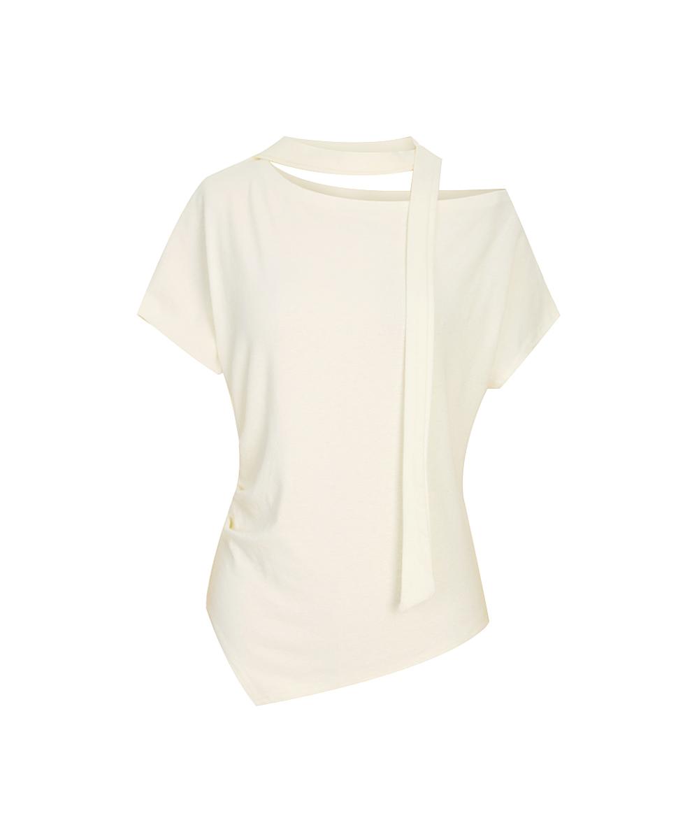 Page Flynn Strap-Off-Shoulder T-Shirt_P6Bts003C Ivory/Free