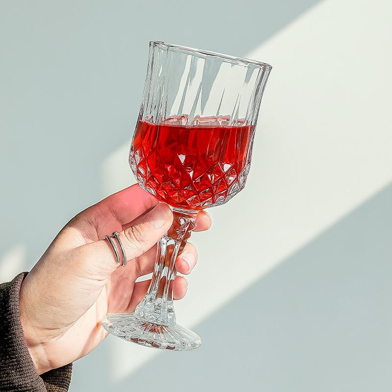 Red Wine Glass Cup Set Vintage Diamond Painting Glass Home Creative Gifts For Housewarming Party Wedding Anniversary Transparent