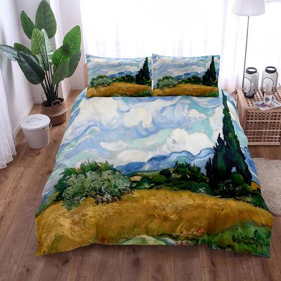 Set Copripiumino Pittura ad Olio Villaggio di Montagna Van Gogh King Queen Matrimoniale Completo Singolo Set Biancheria da Letto