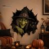 Festive Wall Art for Living Room Halloween Break-in 3D Decals, Illusion Effect Spooky Breaking Through Seasonal Home Accents Sticker, Horror
