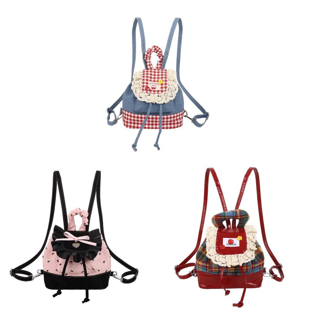Classic Vintage Plaid Backpack For Students With Pu Material And Adjustable Shoulder Straps