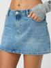 Úzká ležérní strečová mini sukně z praného denimu pro ženy