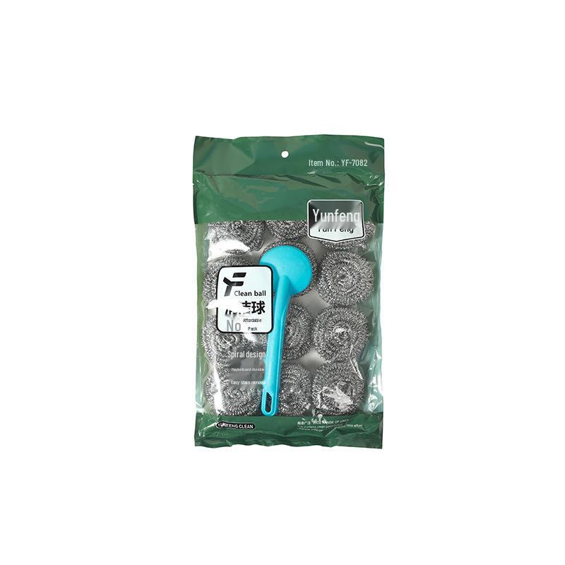 Edelstahl-Wollbürsten-Set: 20-teiliger Reinigungsball mit Griff für Küchentöpfe