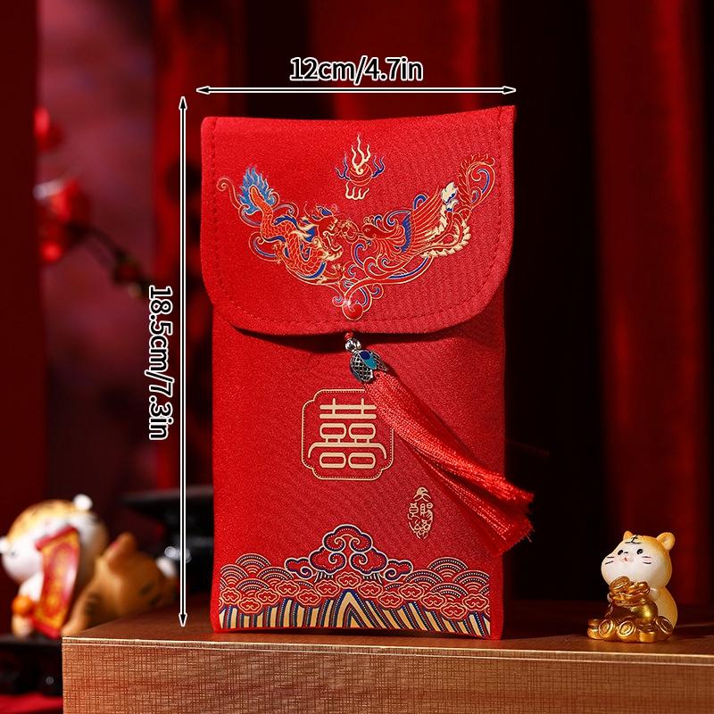 1Pc  Cloth Wedding Red Envelope Traditional Chinese Wedding Red Envelope Lucky Money Packets With Tassel Weddings Supplies