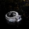 Hoyon Colore Gioielli Moissanite Naturale Anello Dito Cushion Zirconia Anelli Impostazione a Tensione Anello Pietra Quadrata Dito Moda