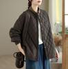 Women's Retro Diamond Lattice Winter Jacket - Color Block Warm Cotton Outerwear