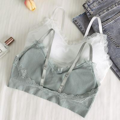 Korejský styl krajkové spodní prádlo pro ženy Vyztužené Bez zad Camisole Podprsenka bez kostic Tílko na ramínka